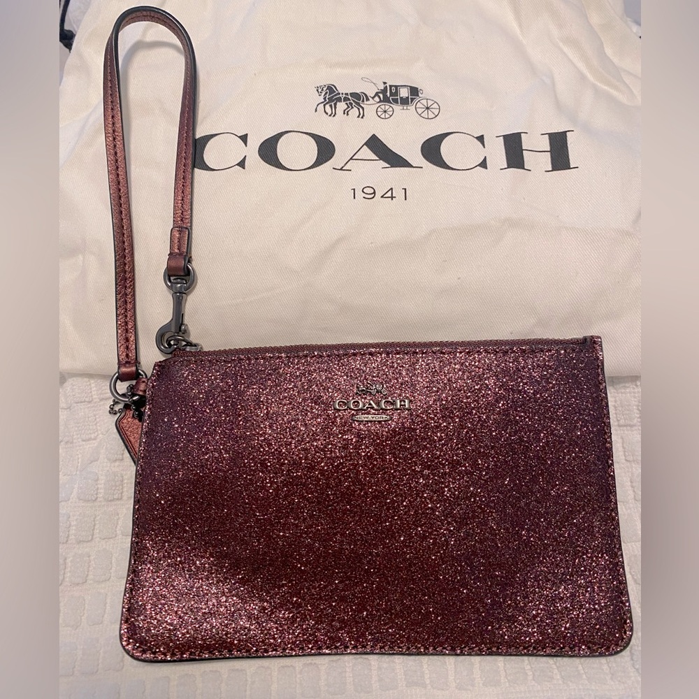 Coach Cranberry Glitter Wristlet